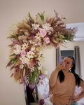 Purple Dried Flower Mirror Garland