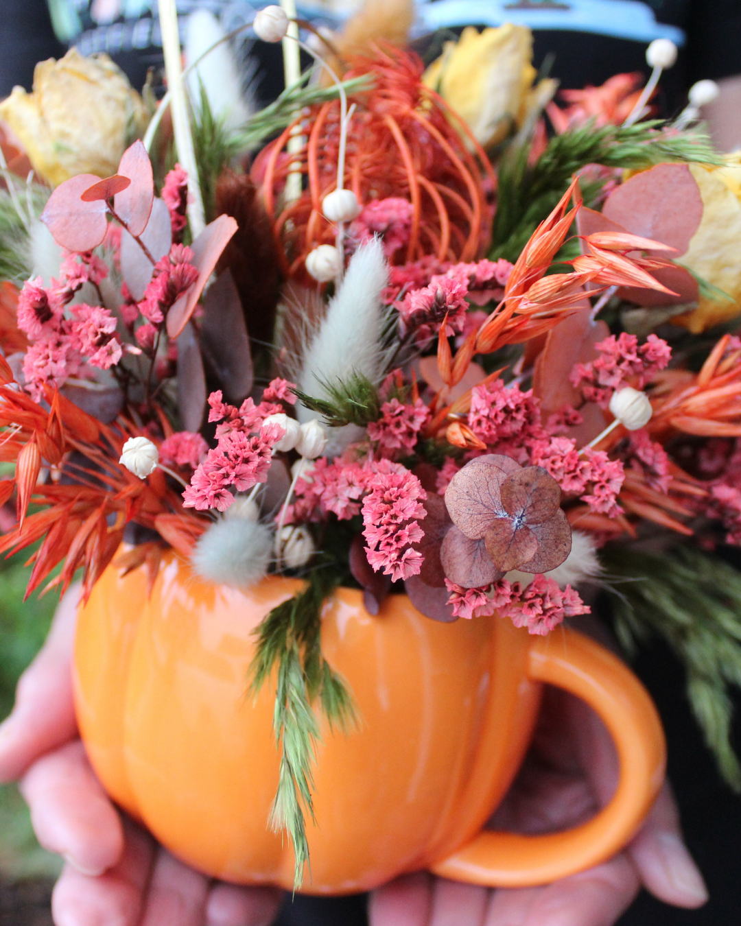 Dried Flower Arrangement - Autumnal Pumpkin Decor