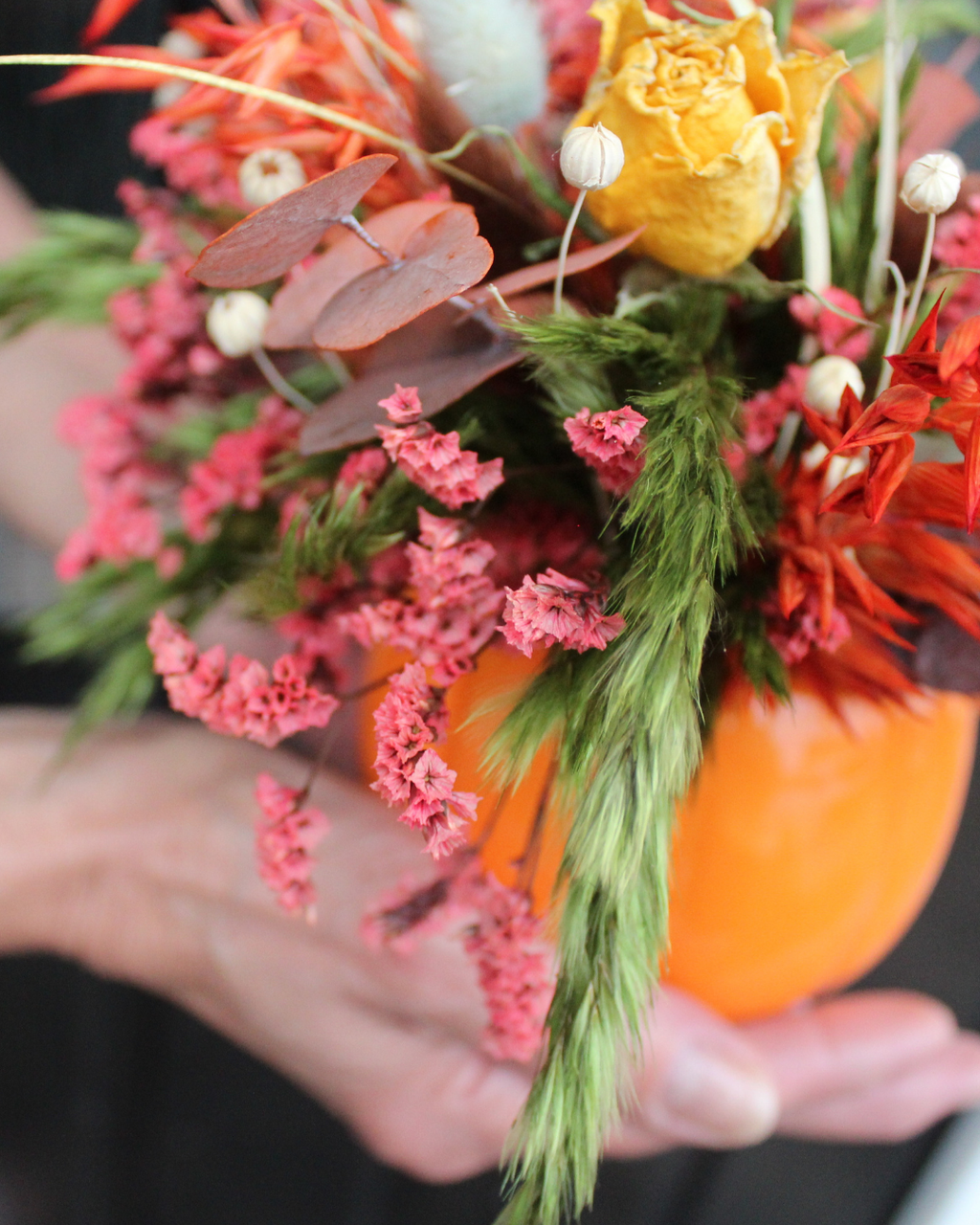 Dried Flower Arrangement - Autumnal Pumpkin Decor
