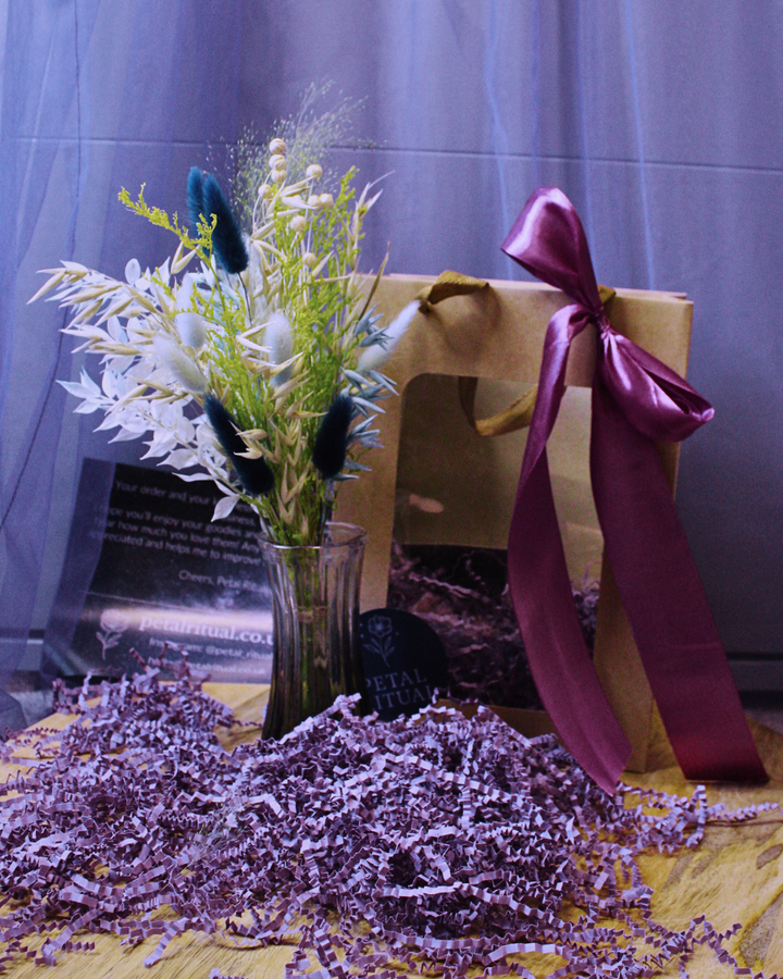 Dried Flower Bouquet Gift Set with Vase