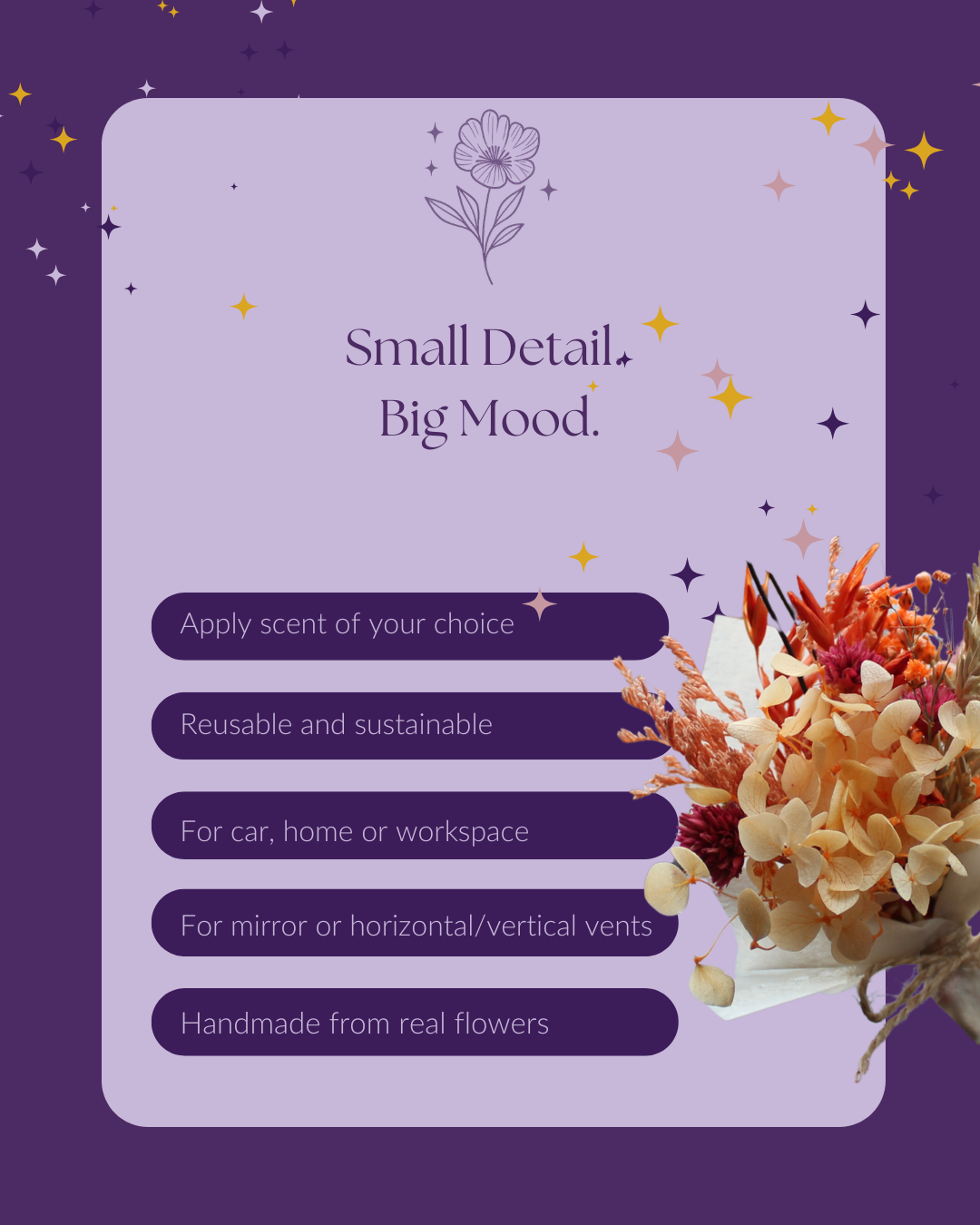 Orange Floral Car Freshener